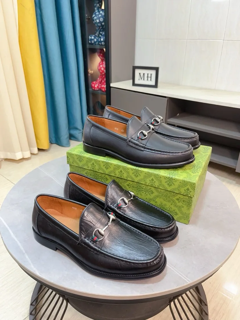 Men's Men's Shoes 💰480🌹🌹【GUCCI】The most popular classic Gucci leather shoes. Synchronized with the official website, the upper is made of Italian first-layer cowhide ➕cowhide lining, with unique brand and unique craftsmanship. Highlighting the hot style of the new year. Stop hesitating, stop wandering, get it now. Number: 38--44